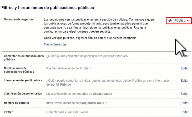 activando seguidores de facebook en la pc