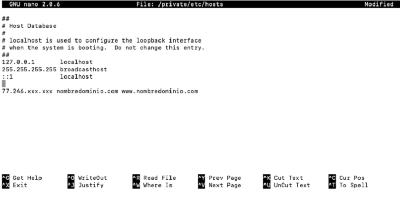 Archivo host en la Mac