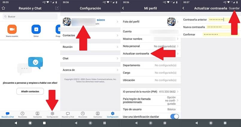 cambiar contrasena de zoom en android