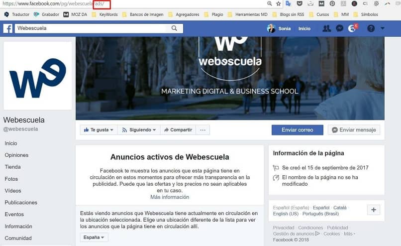 Cambiando nombre de página en Facebook