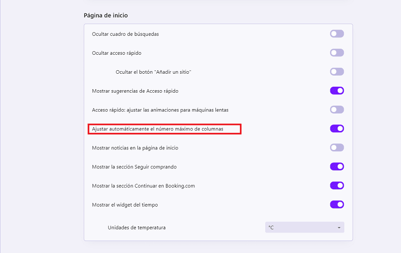 cambiar numero de columnas en opera
