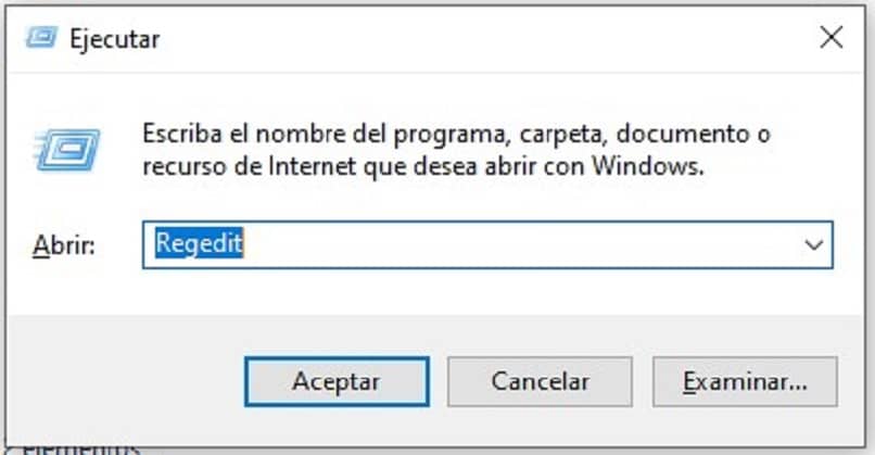 acceso a editor de registros mediante ventana de comando para ejecutar