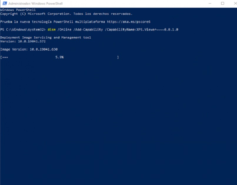 comando de powershell para xps
