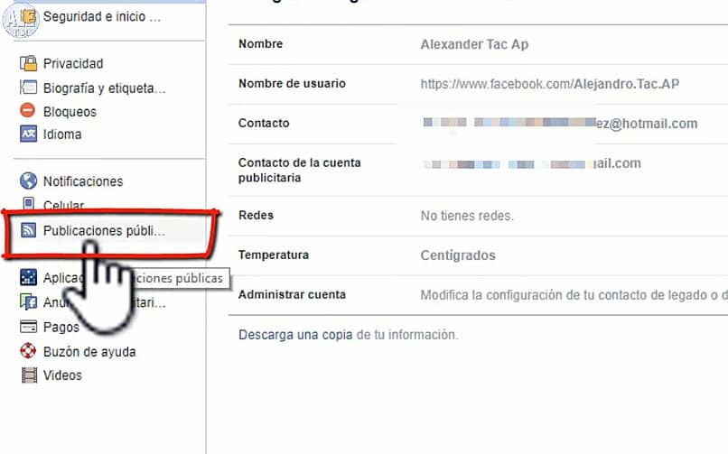 configuraciones de facebook en ordenador