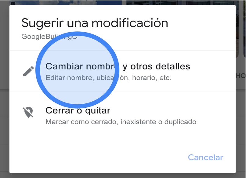 notificar un error de ubicacion en google maps