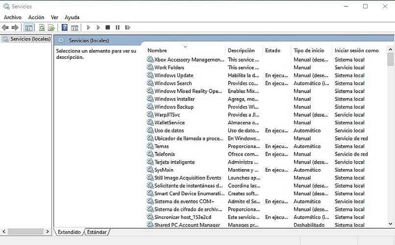 vista de cuadro informativo de servicios locales en pc