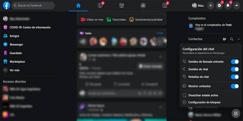 desactivar estado activo de facebook