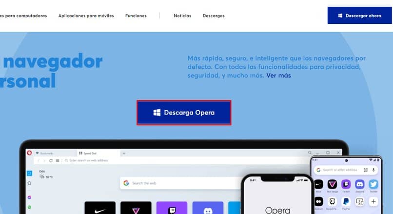 descargando opera desde el ordenador