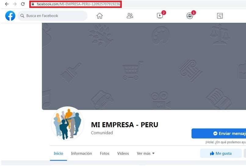 nombrar url de una pagina de facebook