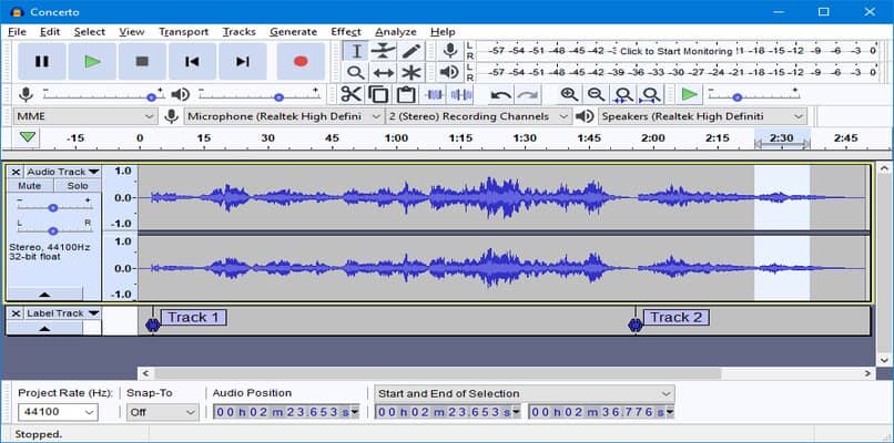 realizando edicion a un audio en audacity