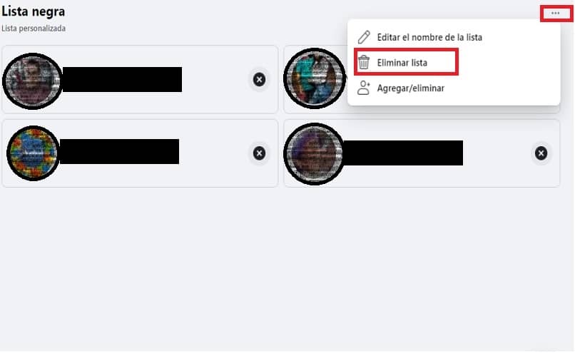 eliminando contactos de la lista