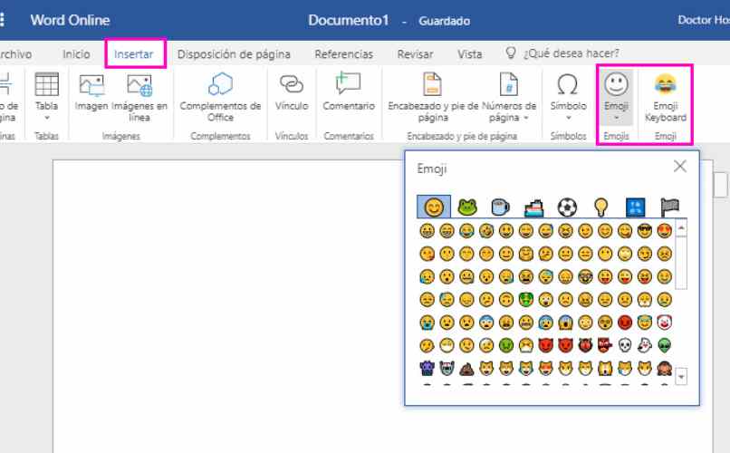 lista de emojis word web
