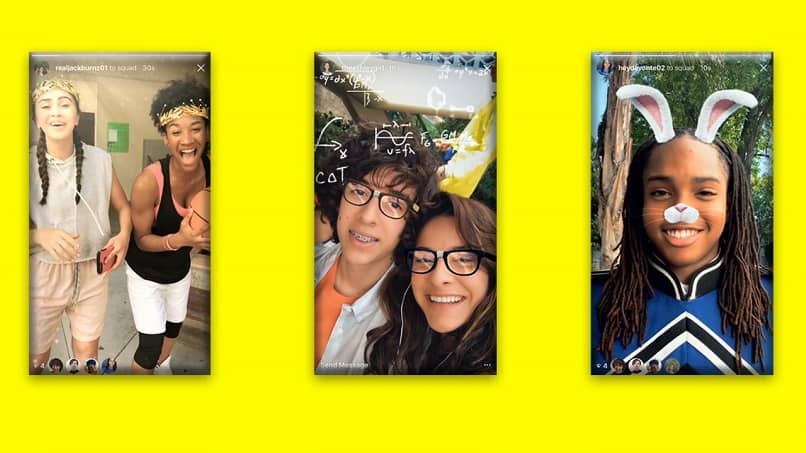 personas usando los filtros de snapchat