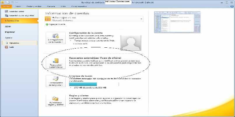 fuera de la oficina en outlook