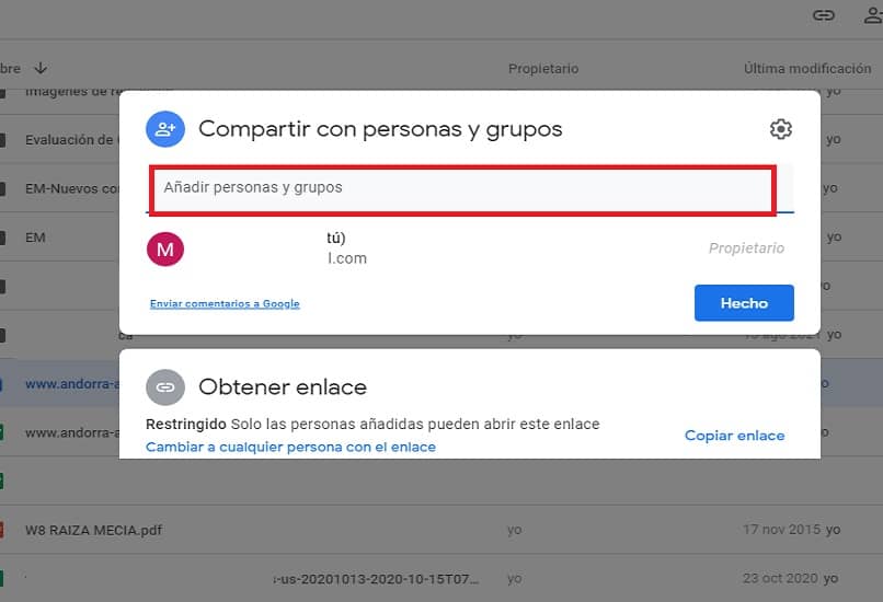 pasos para compartir un documento desde google drive