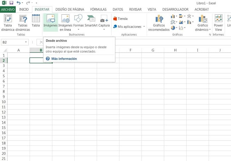 vista de captura de pantalla de excel para insertar una imagen