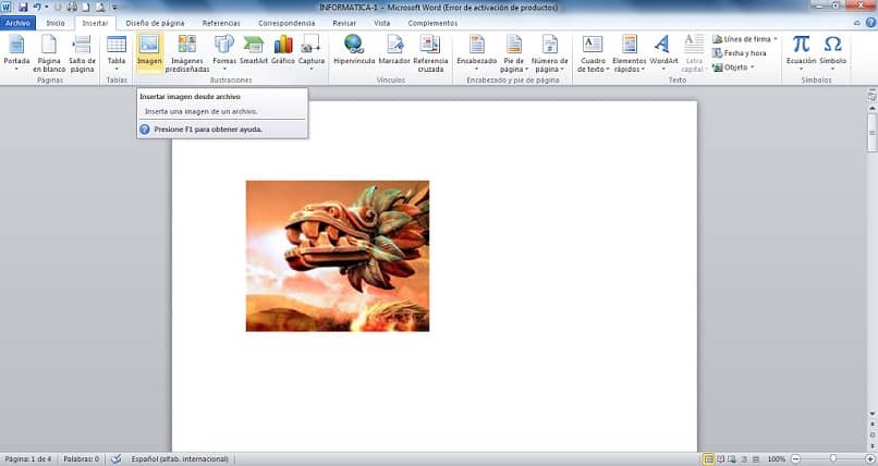 imagen insertada en word