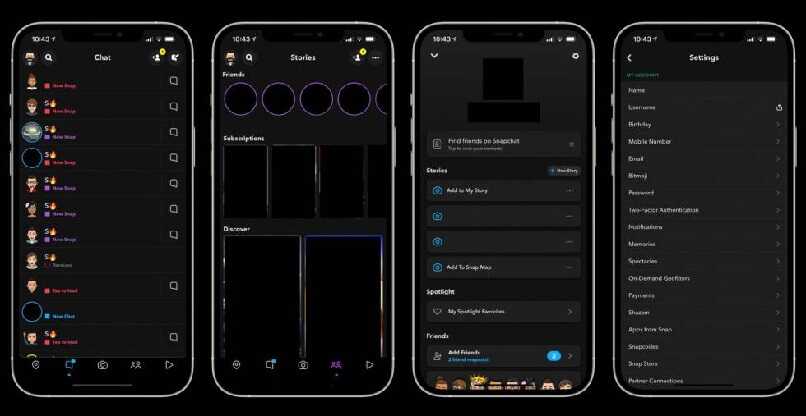 snapchat en modo oscuro
