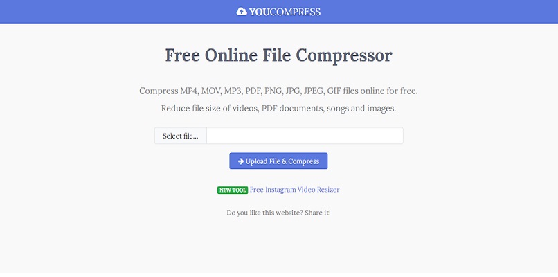 Página de inicio de Youcompress