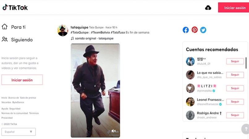 pagina web de tiktok