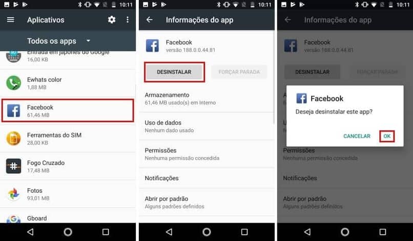 pasos desinstalar y reinstalar facebook