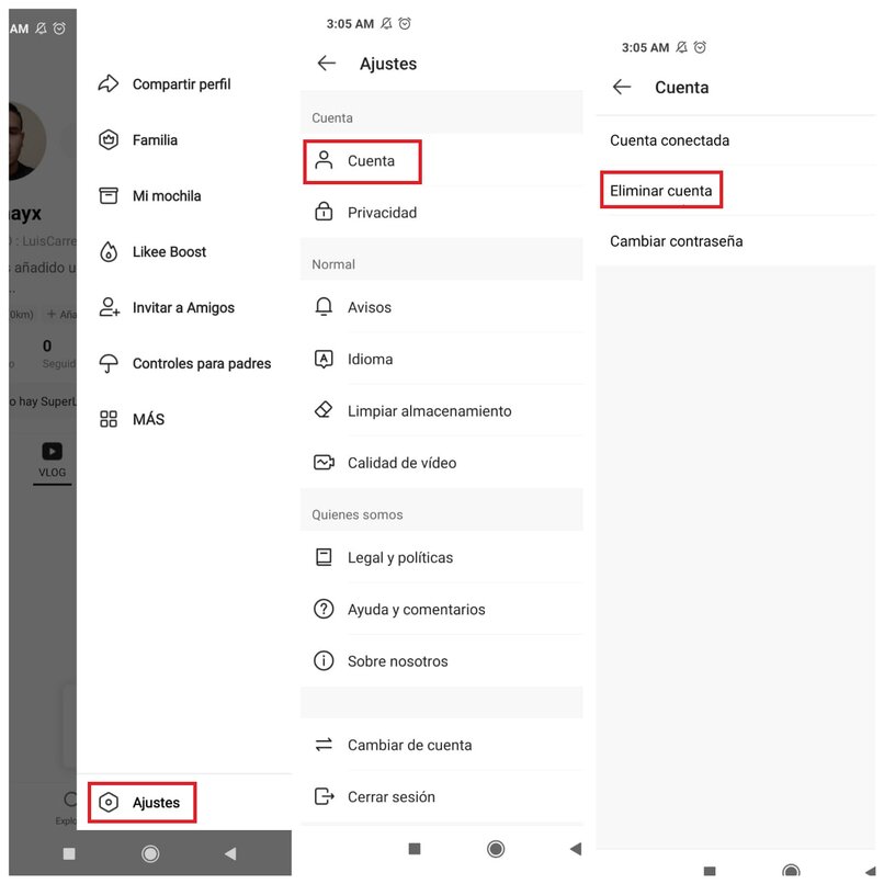 paso para poder eliminar tu cuenta de Likee