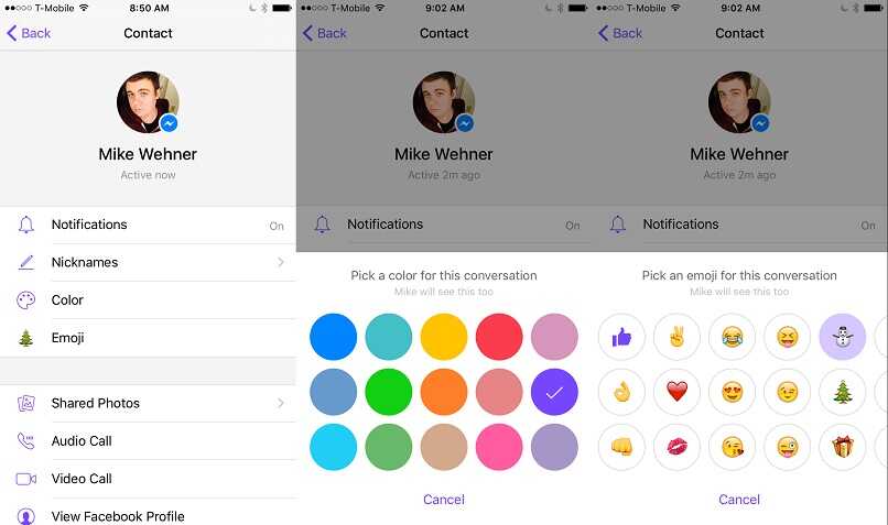 Cambiar color en Messenger