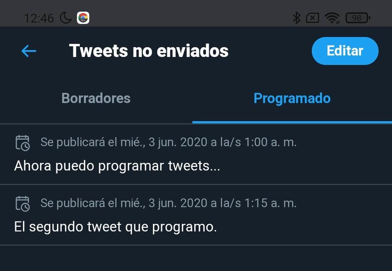 planificar la fecha de un tweet