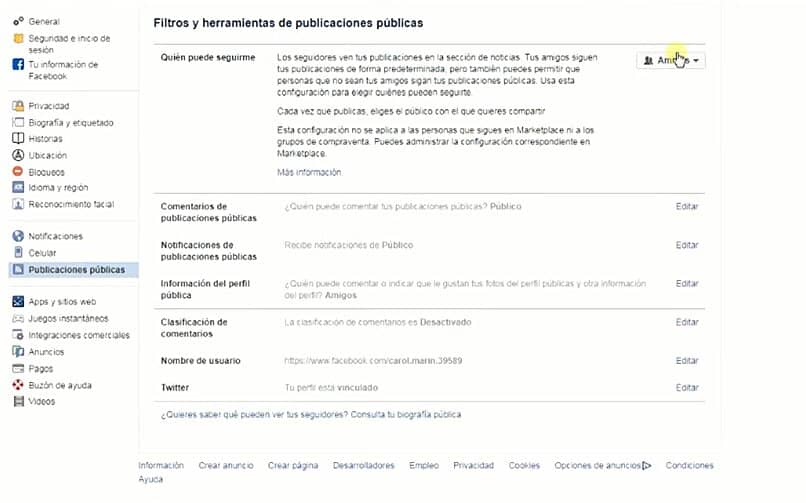 configurando quienes pueden seguirme