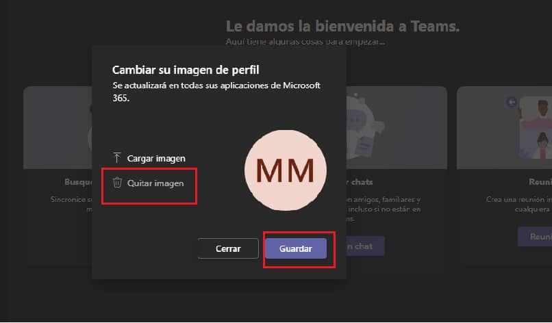 foto que muestra donde se quita la foto de perfil