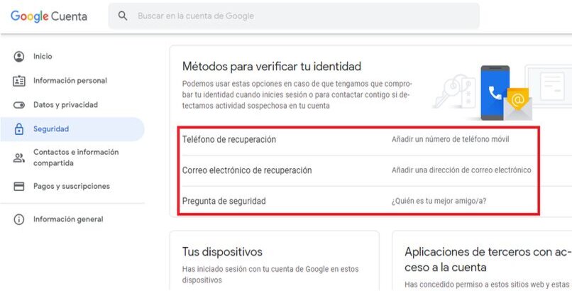 modificar seguridad de gmail