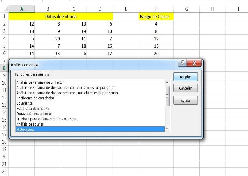 vista de proceso de seleccion de herramienta para crear histograma