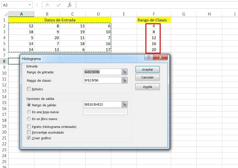 proceso para elegir datos para el histograma