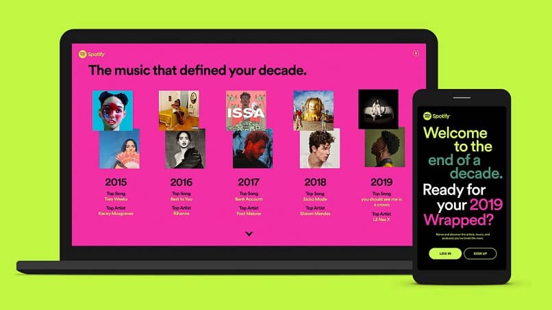 spotify wrapped en laptop y telefono