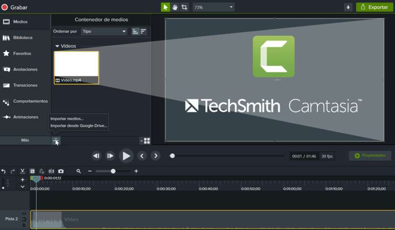 importar un video a camtasia studio