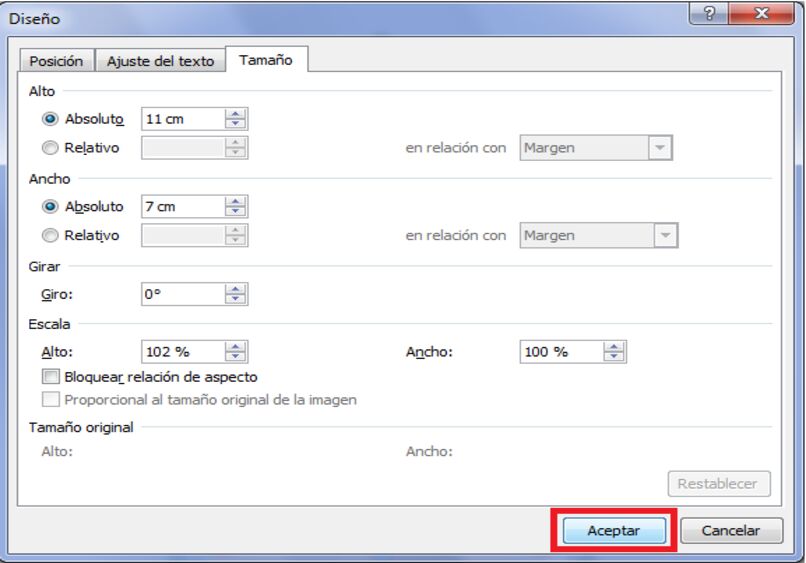 modificar el tamano de una credencial