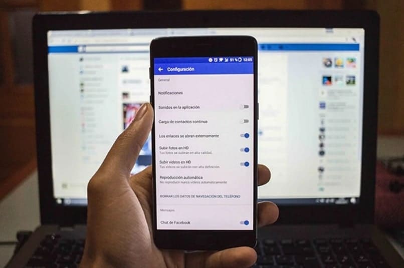 telefono con configuracion de facebook