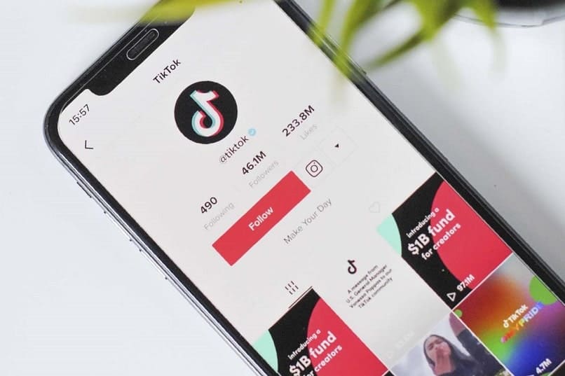 telefono con perfil de tiktok