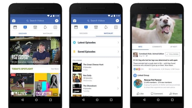 telefono usando facebook watch